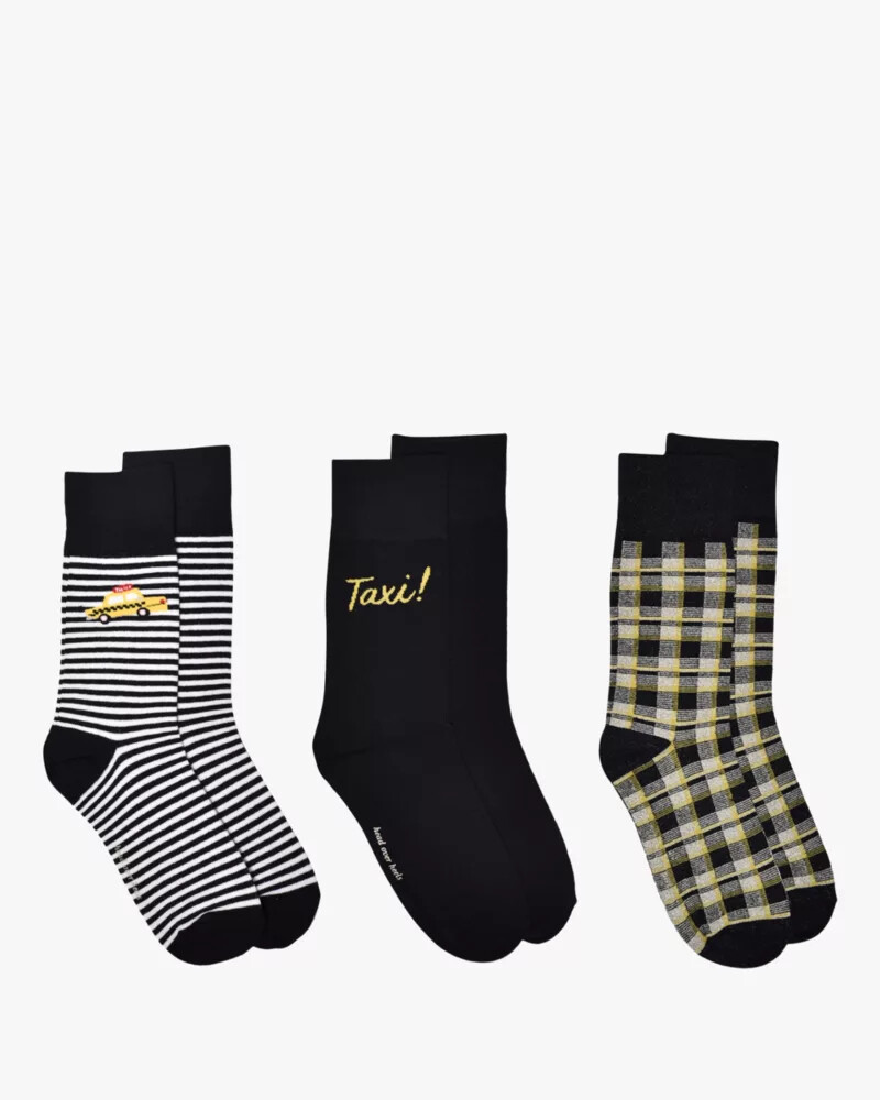 conjunto de 3 pares de meias taxi pretas em caixa.