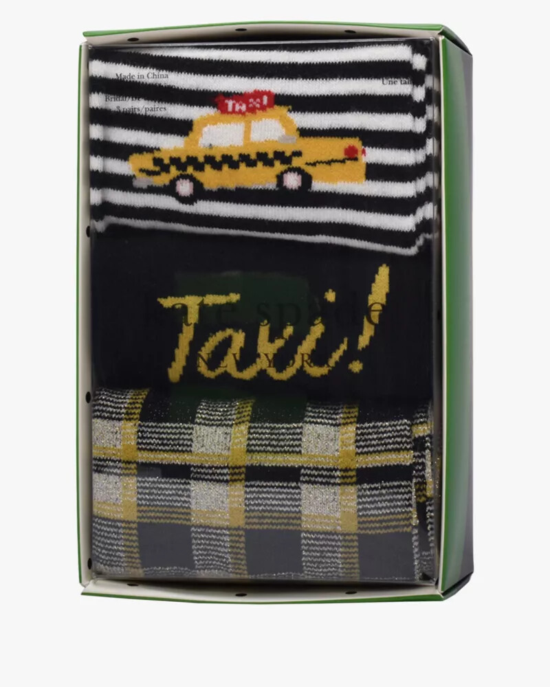 conjunto de 3 pares de meias taxi pretas em caixa.