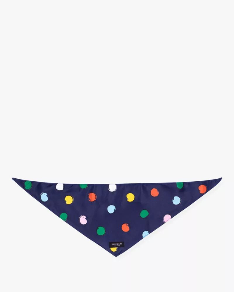 bandana para animais de estimação com estampa de bolinhas em aquarela tamanho pm azul marinho.