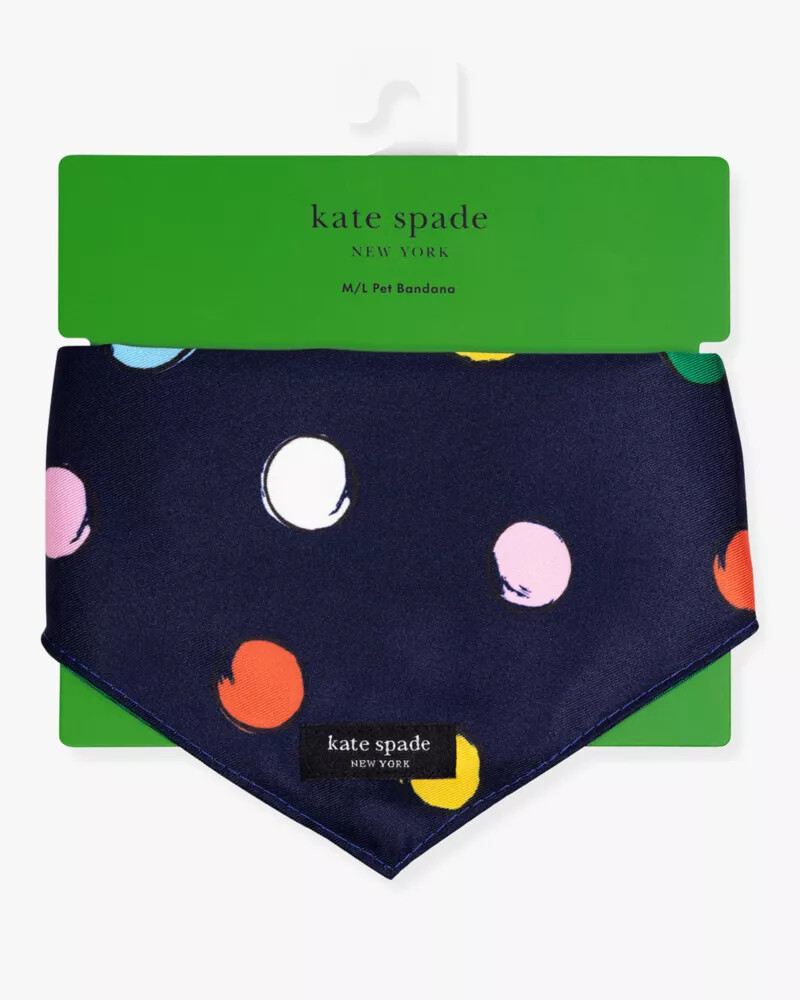 bandana para animais de estimação com estampa de bolinhas em aquarela tamanho mg azul marinho.