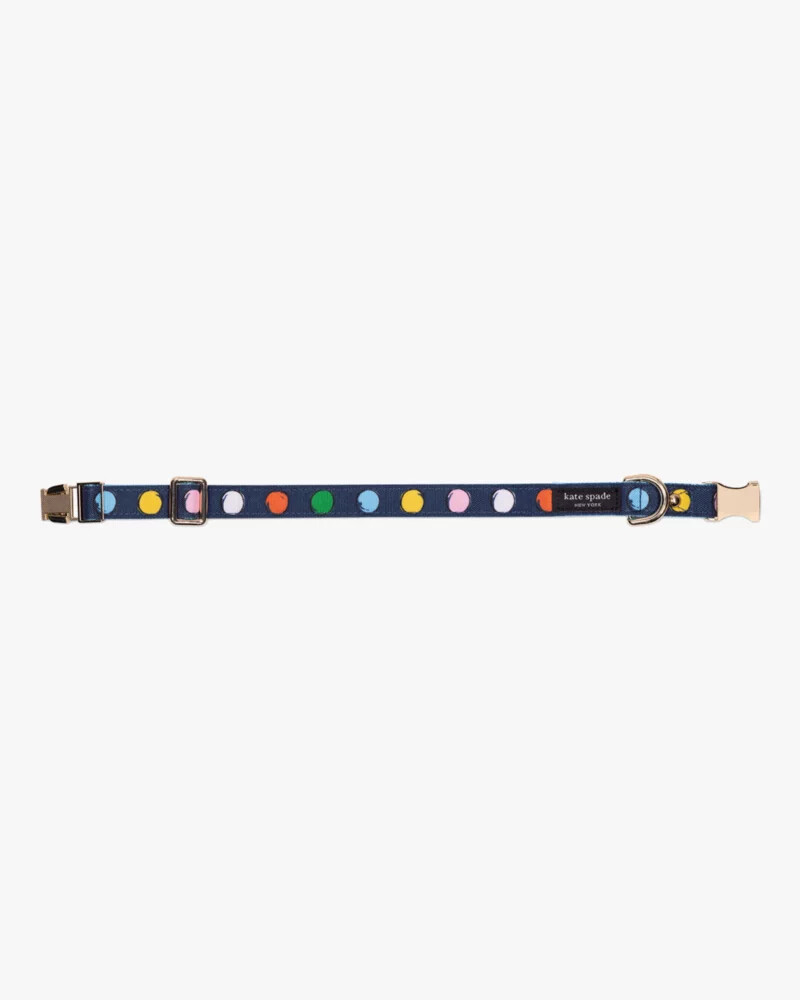 coleira para animais de estimação com estampa de bolinhas em aquarela tamanho pm azul marinho.