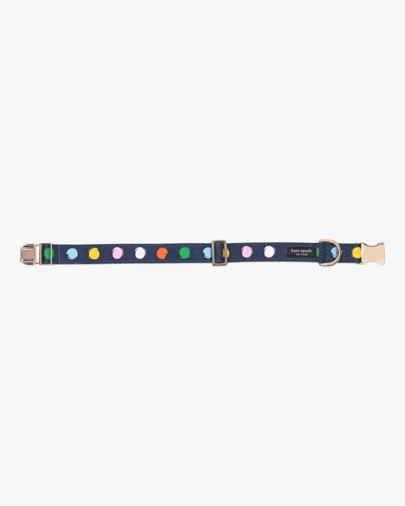 coleira para animais de estimação com estampa de bolinhas em aquarela tamanho mg azul marinho.