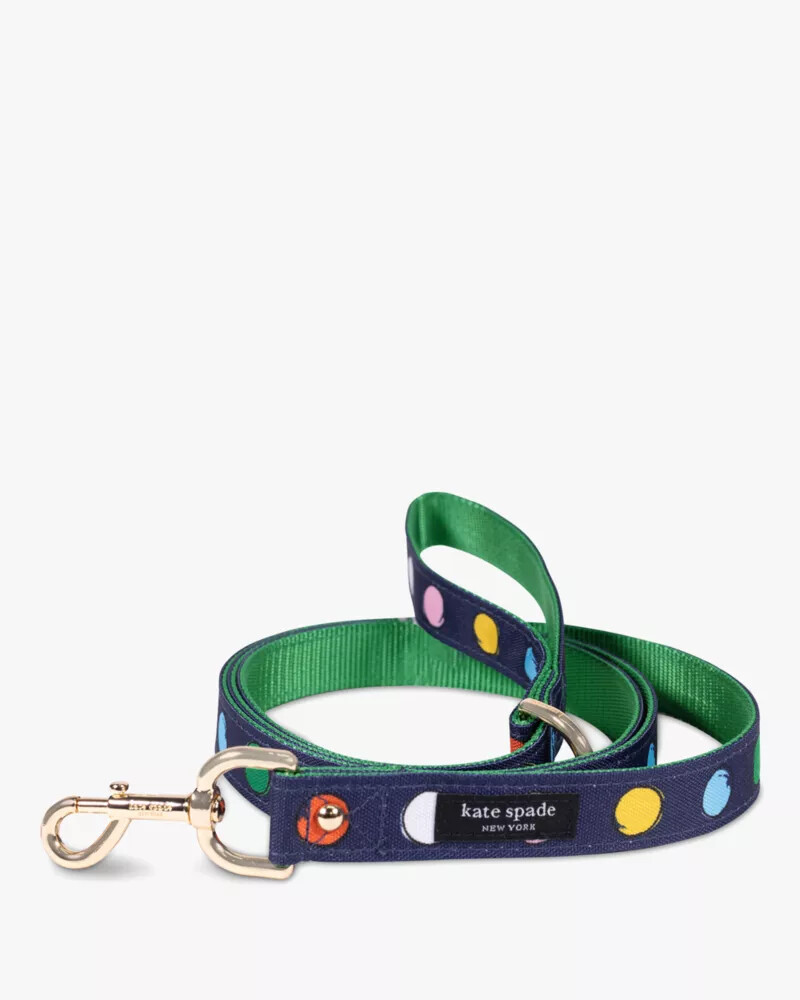 guia para animais de estimação com estampa de bolinhas em aquarela tamanho mg azul marinho.
