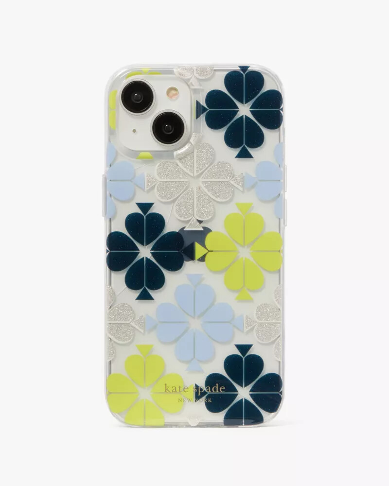 capa transparente para iphone 15 com estampa de flor de espadas multicolorida