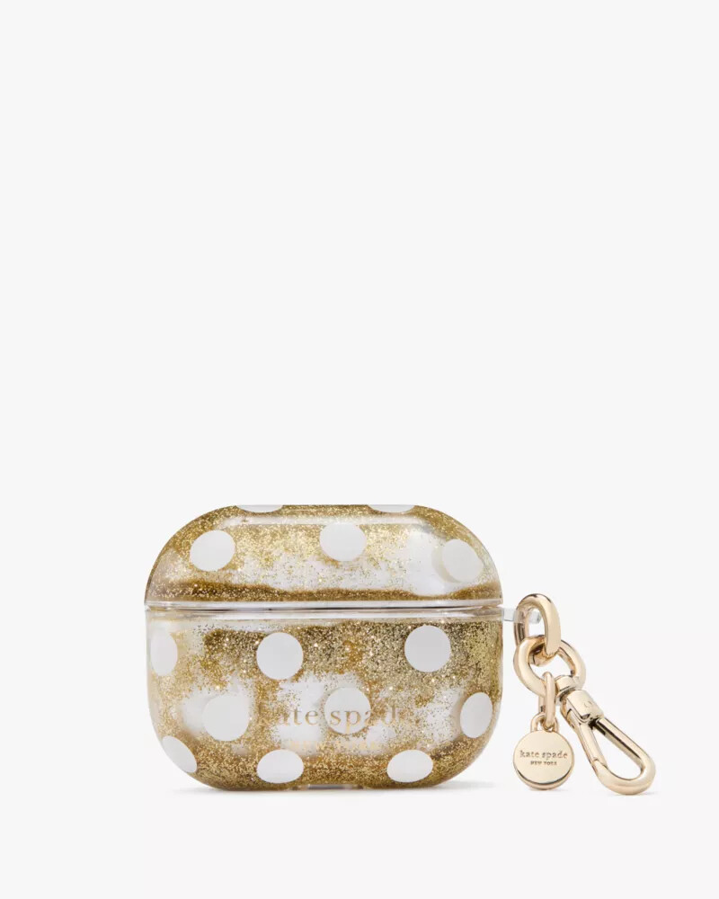 capa para airpods pro gen 2 com glitter líquido e bolinhas dourada multicolorida