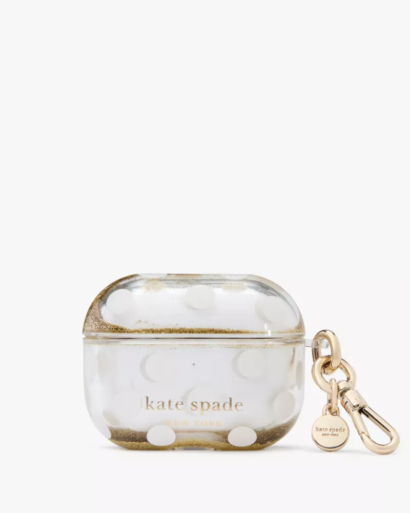 capa para airpods pro gen 2 com glitter líquido e bolinhas dourada multicolorida