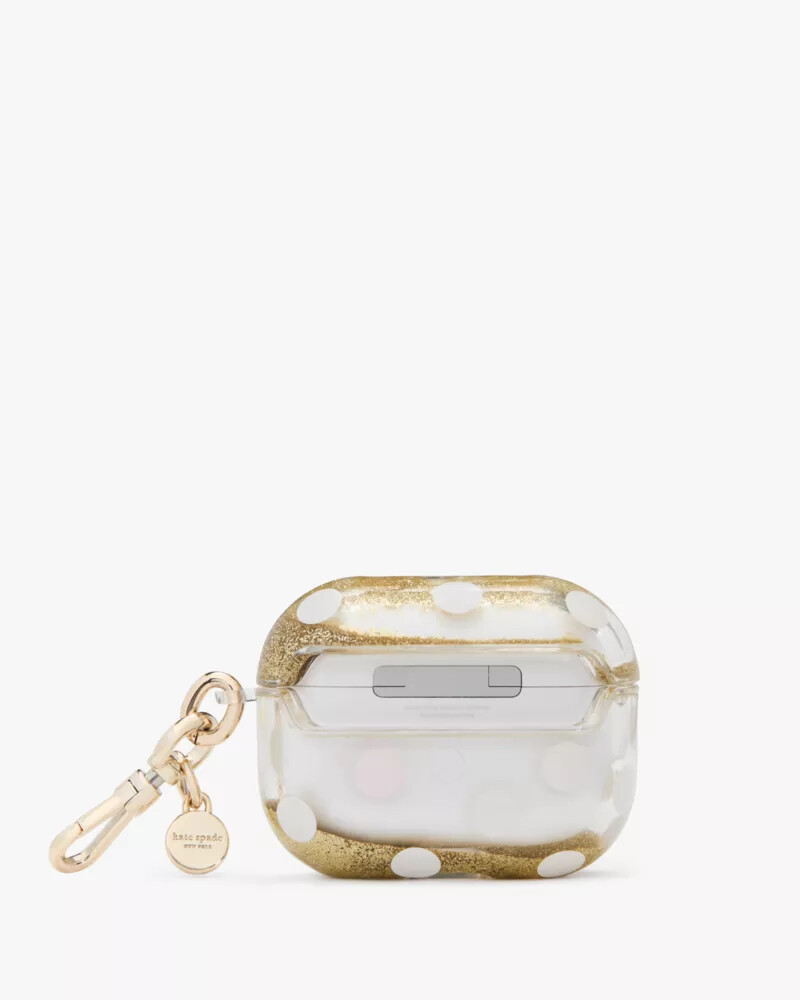 capa para airpods pro gen 2 com glitter líquido e bolinhas dourada multicolorida