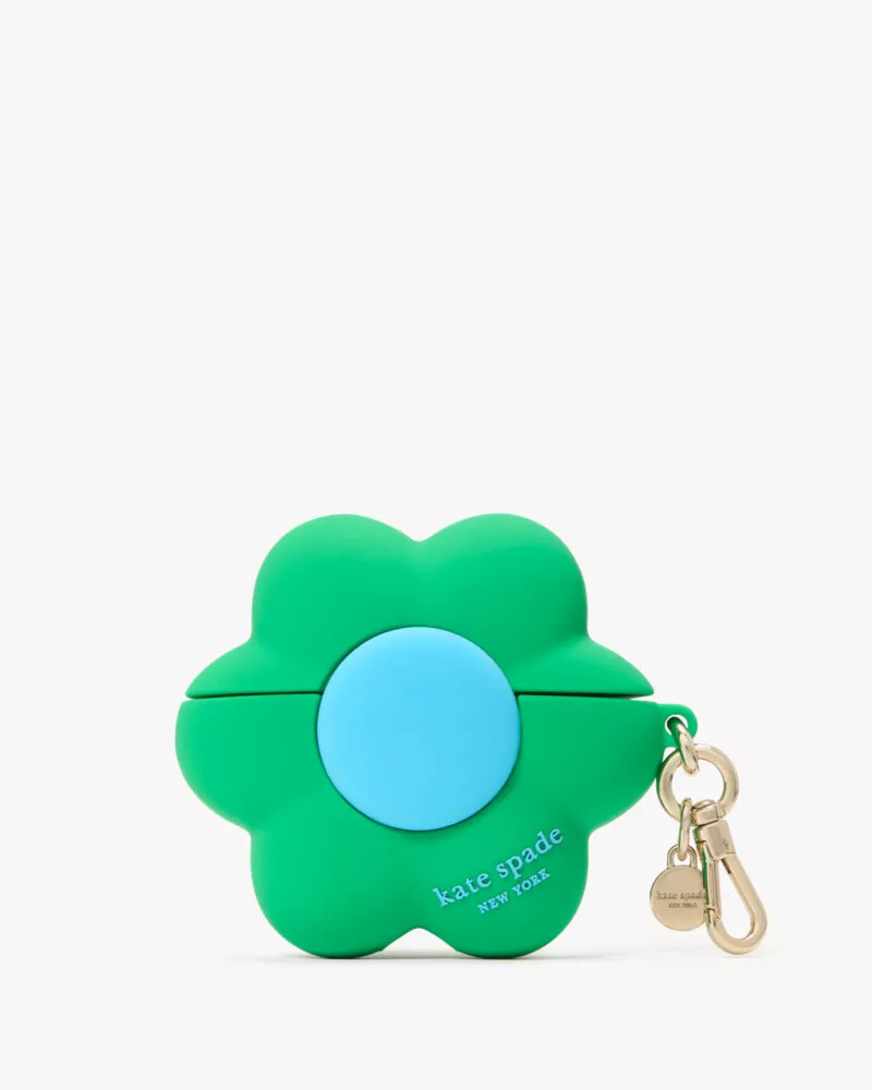 capa de silicone para airpods pro gen 2 com estampa de flor cor verde ks.