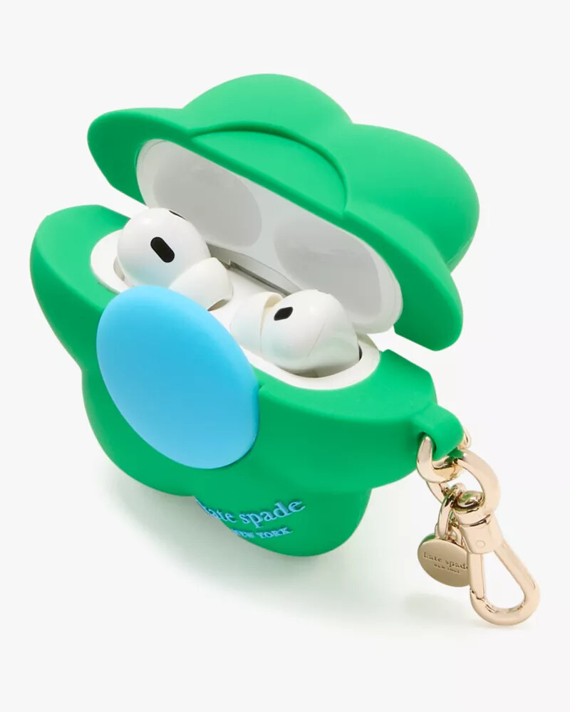 capa de silicone para airpods pro gen 2 com estampa de flor cor verde ks.