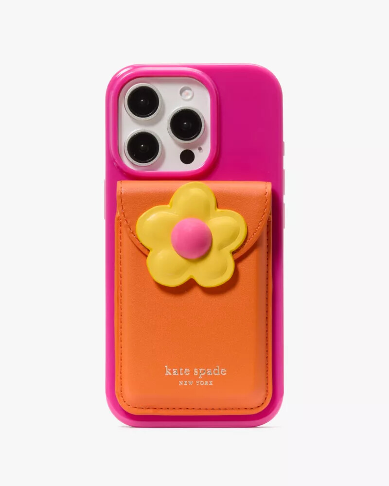 capa carteira floral rosa multicolorida para iphone 16 pro
