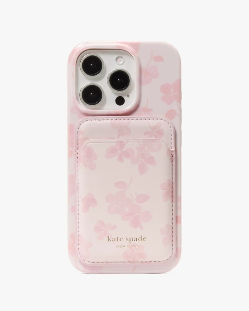 capa para iphone 16 pro com estampa de amor-perfeito da primavera cor blush e multicolorida.