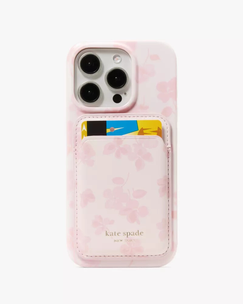 capa para iphone 16 pro com estampa de amor-perfeito da primavera cor blush e multicolorida.