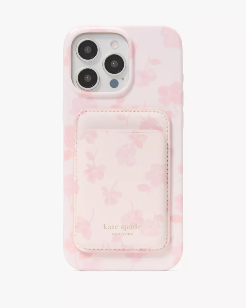 capa para iphone 16 pro max com estampa de amor-perfeito da primavera cor blush e multicolorida.