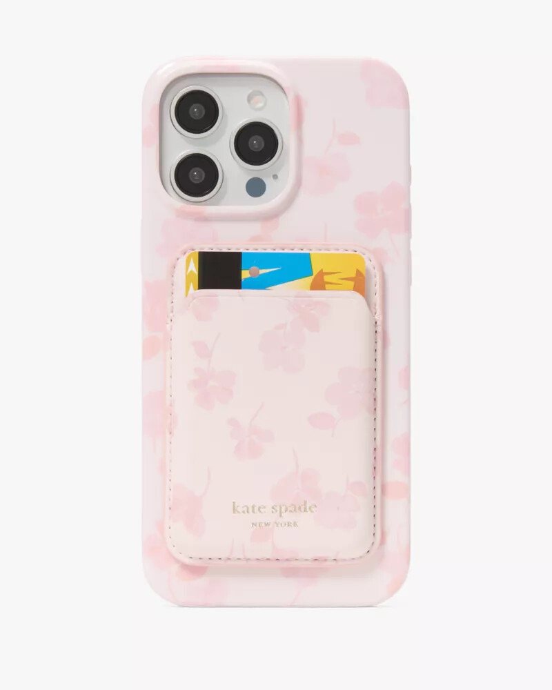 capa para iphone 16 pro max com estampa de amor-perfeito da primavera cor blush e multicolorida.