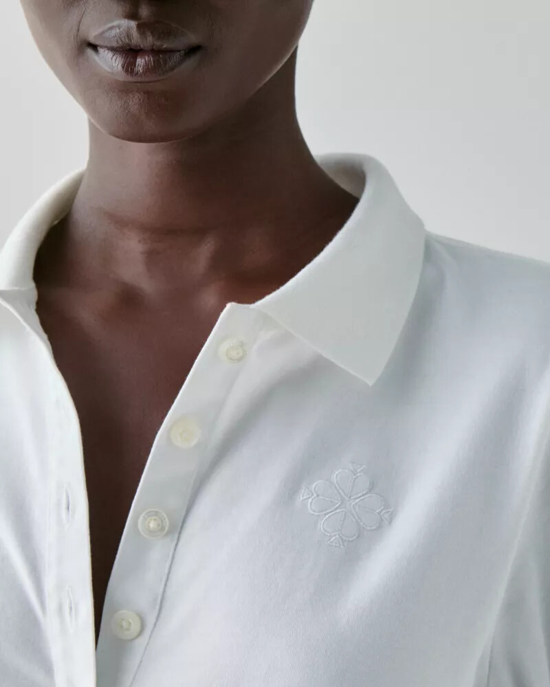 camisa polo de algodão branca fresca