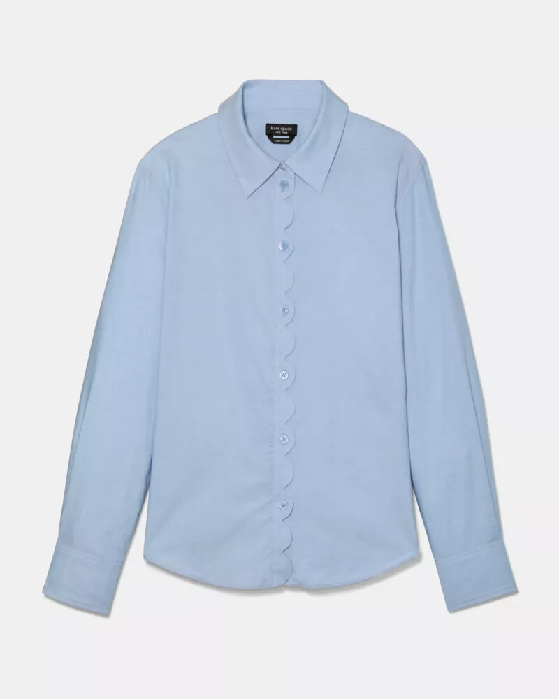 camisa oxford com detalhe ondulado azul