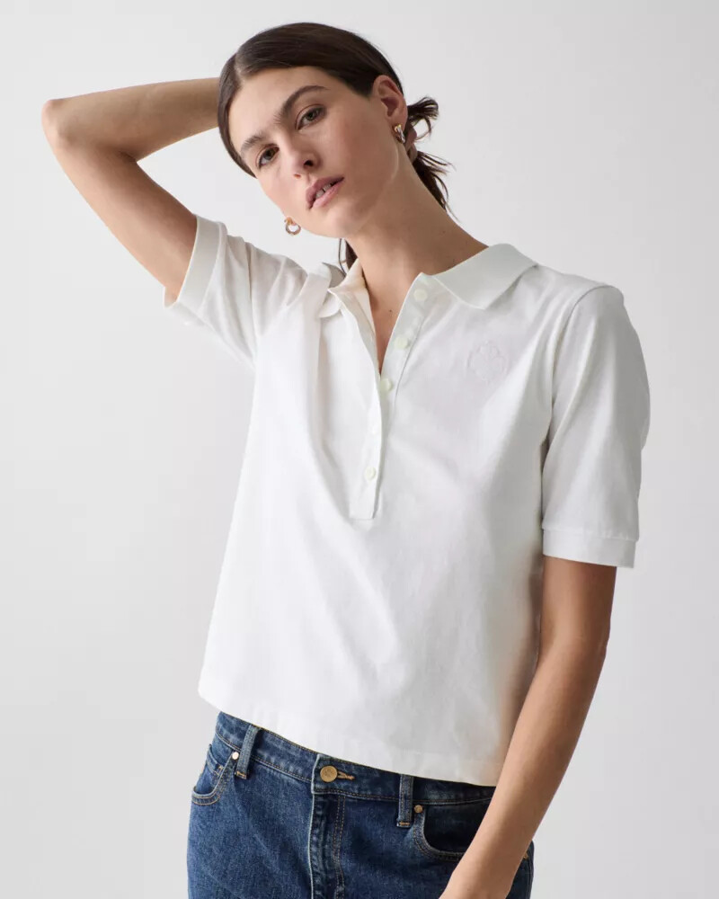 polo de algodão essencial branco fresco