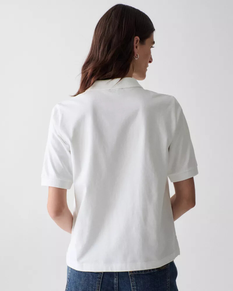 polo de algodão essencial branco fresco