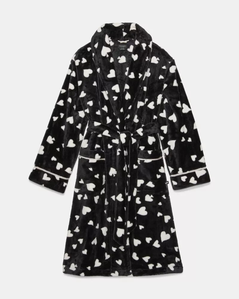 robe longo preto com estampa de coração