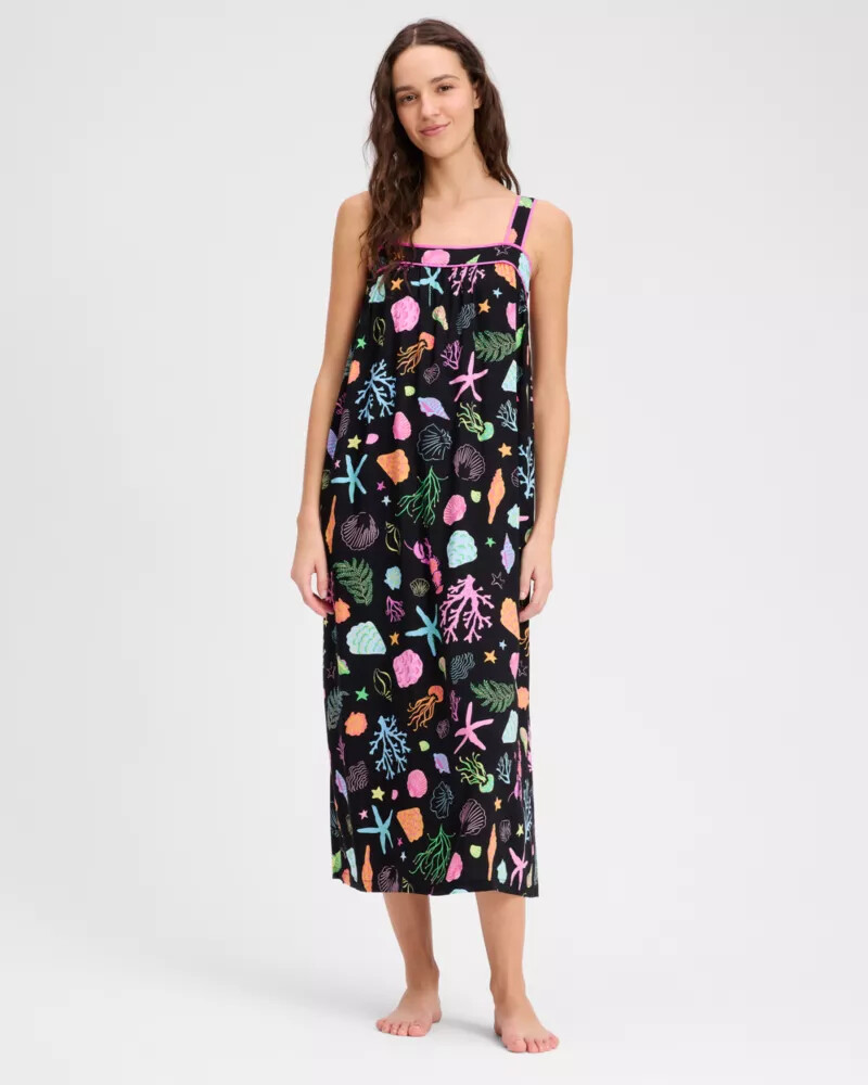 camisola coral cove preta multicolorida
