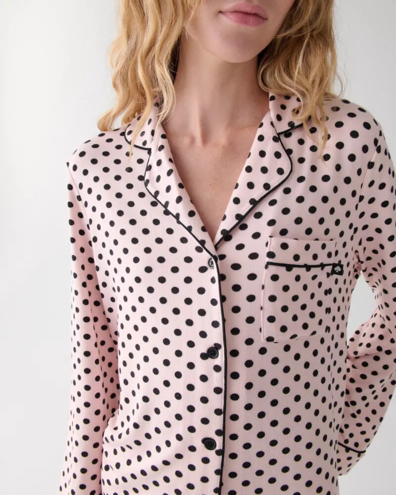pijama comprido lady dot rosa com bolinhas