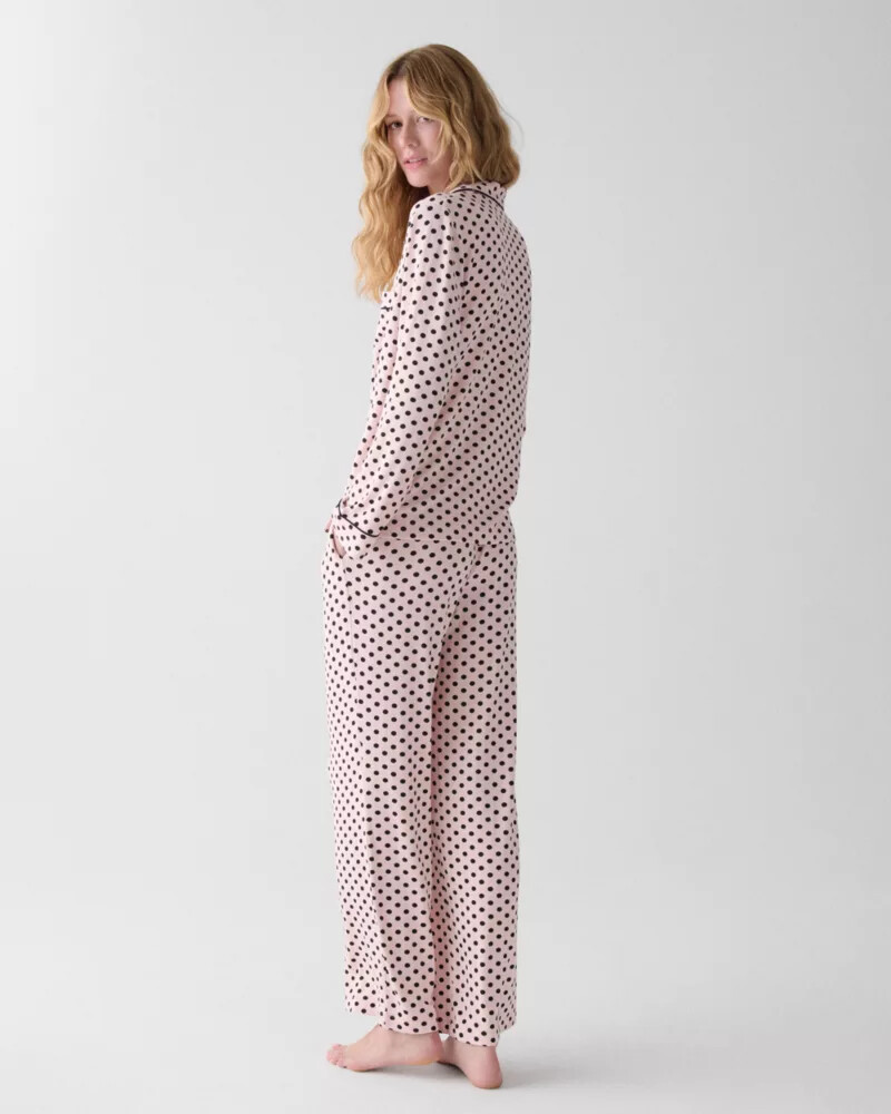 pijama comprido lady dot rosa com bolinhas