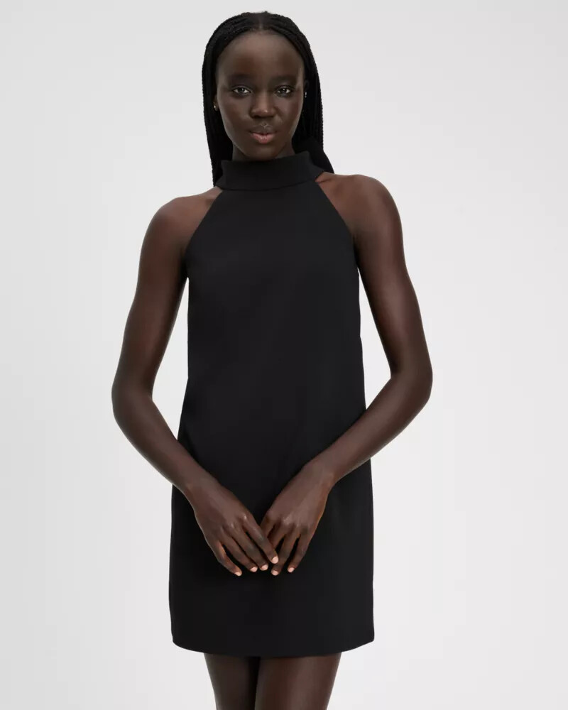 vestido reto de sarja preto