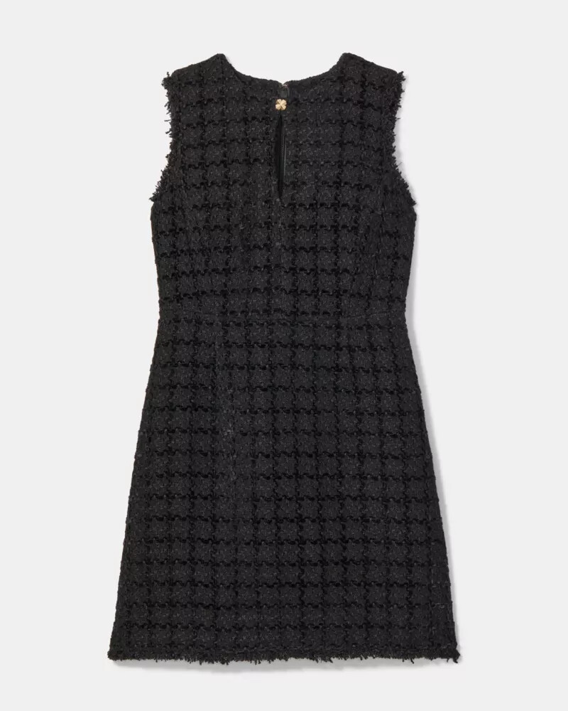 vestido plaza tweed fit and flare preto