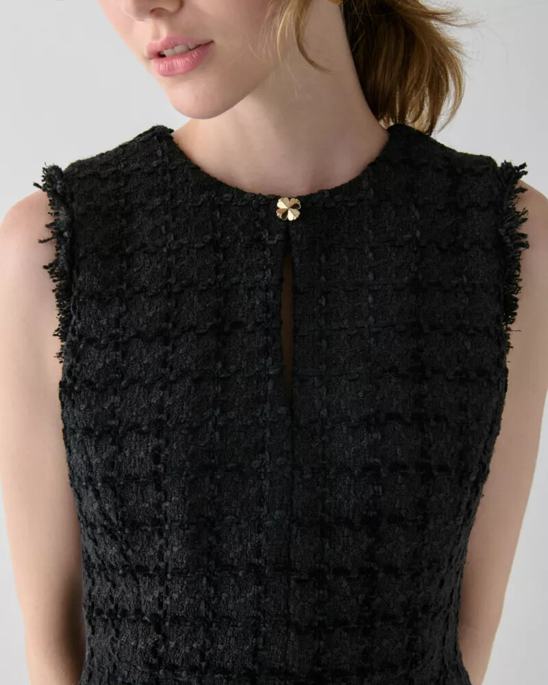 vestido plaza tweed fit and flare preto