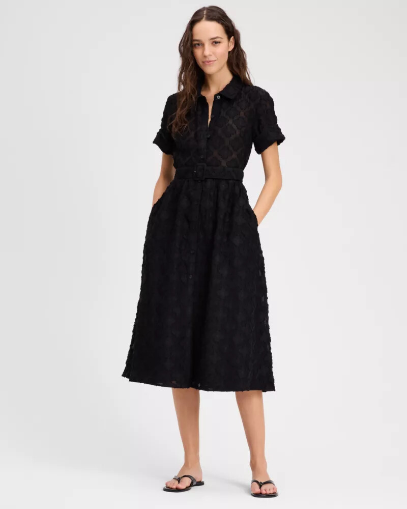 vestido camisa midi com cinto preto