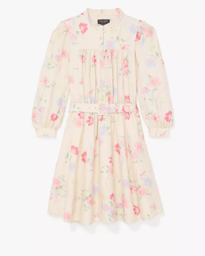 vestido camisa com cinto whimsical garden pérola antiga