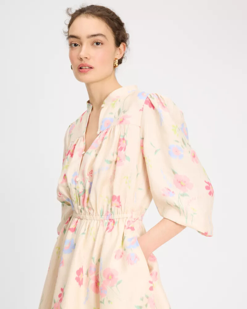 vestido camisa com cinto whimsical garden pérola antiga
