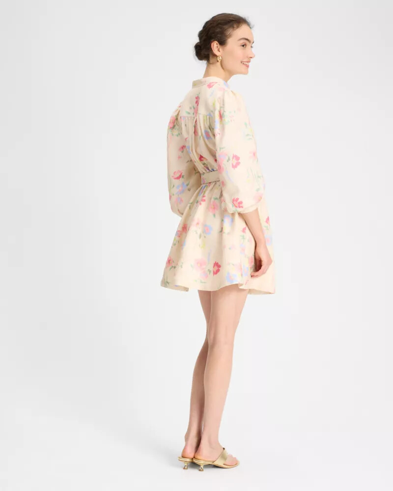 vestido camisa com cinto whimsical garden pérola antiga