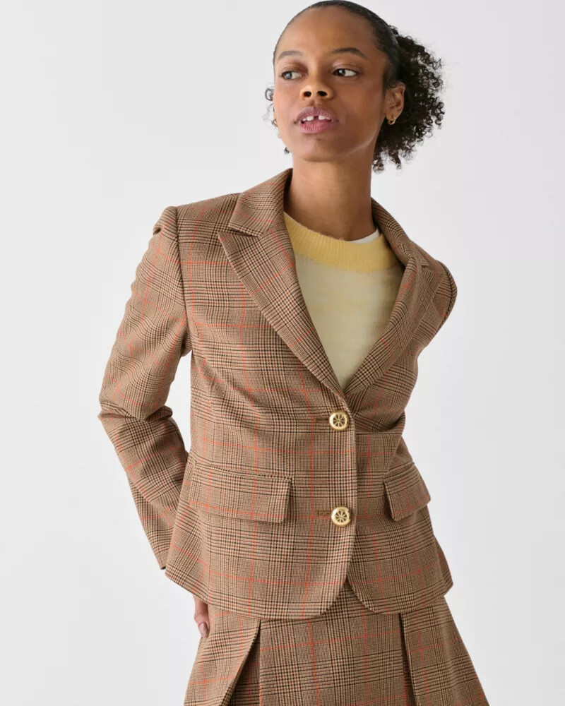 blazer xadrez colegial marrom queimado multicolorido