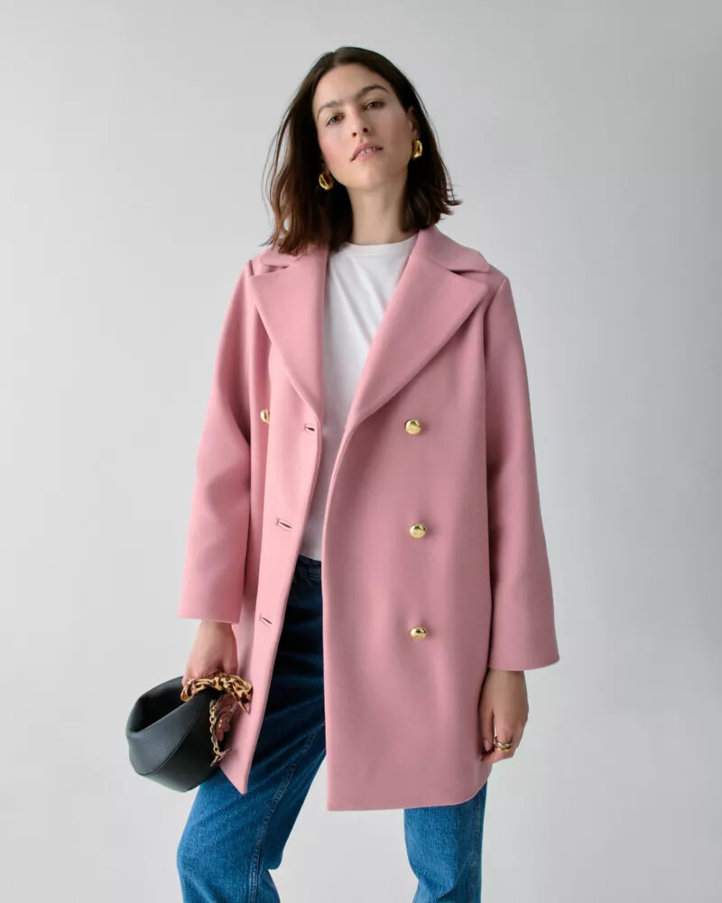 casaco de abotoamento duplo rosa barre