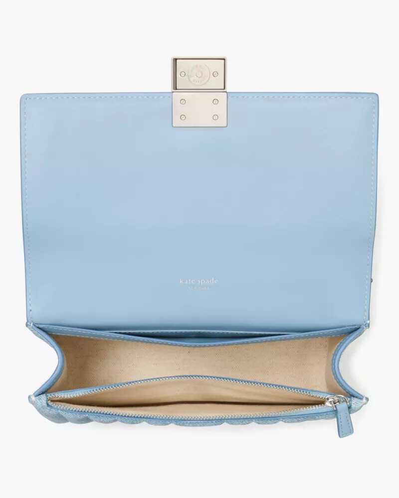 bolsa de ombro deco acolchoada com corrente azul multicolorida