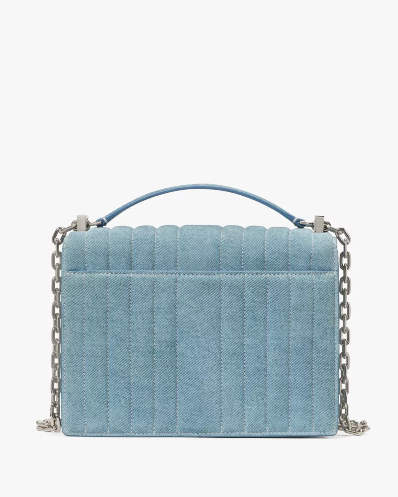 bolsa de ombro deco acolchoada com corrente azul multicolorida
