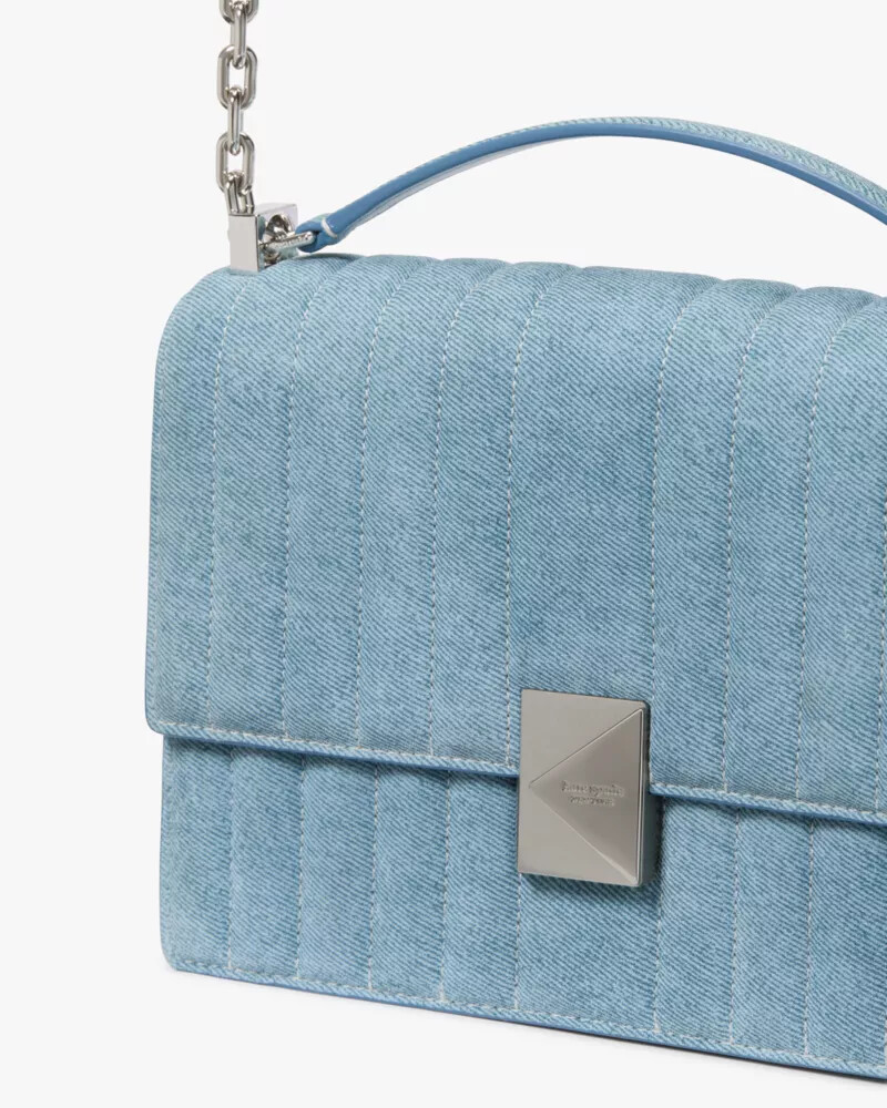 bolsa de ombro deco acolchoada com corrente azul multicolorida