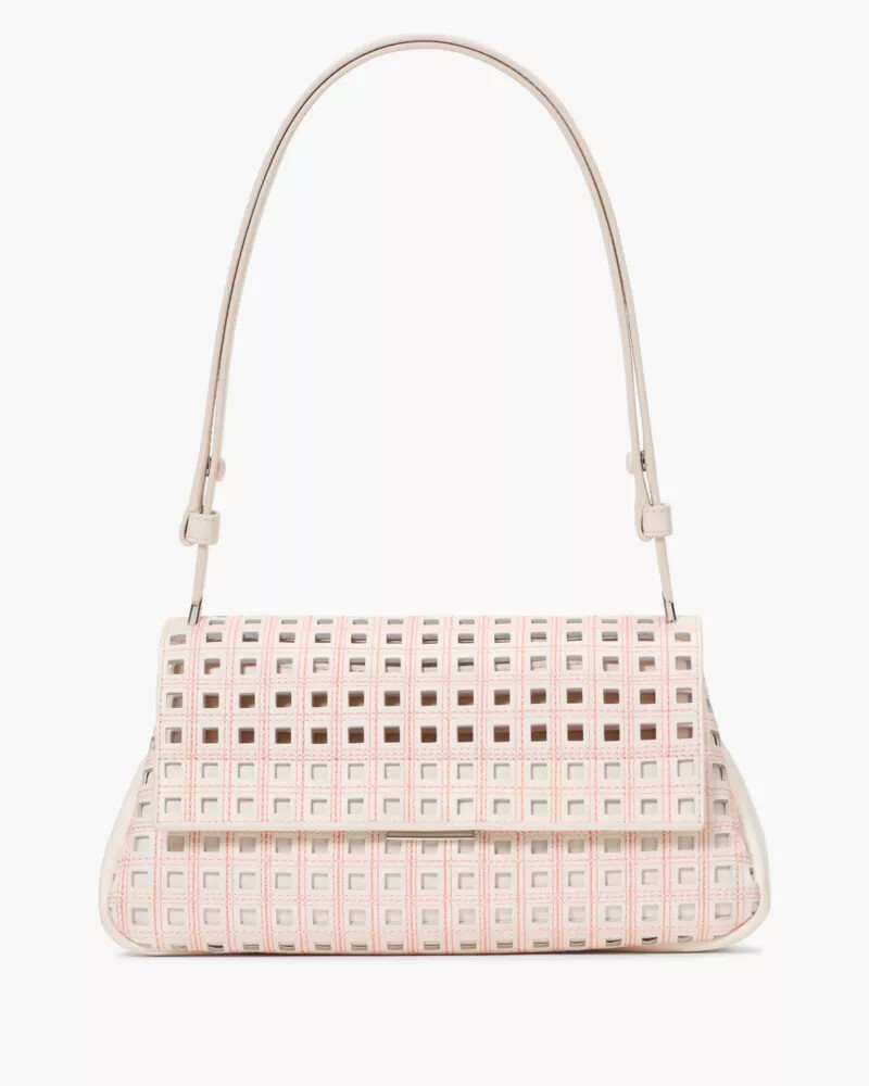 bolsa de ombro conversível grace perfurada creme multicolorida