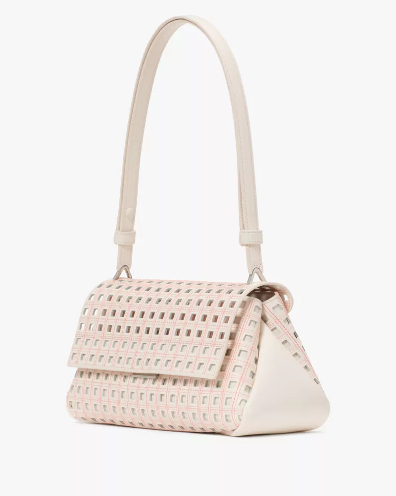 bolsa de ombro conversível grace perfurada creme multicolorida