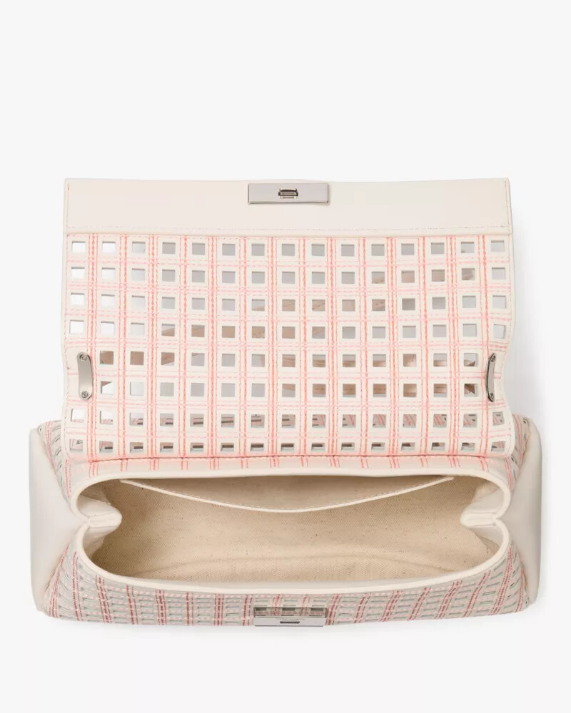 bolsa de ombro conversível grace perfurada creme multicolorida