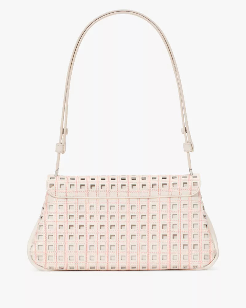 bolsa de ombro conversível grace perfurada creme multicolorida