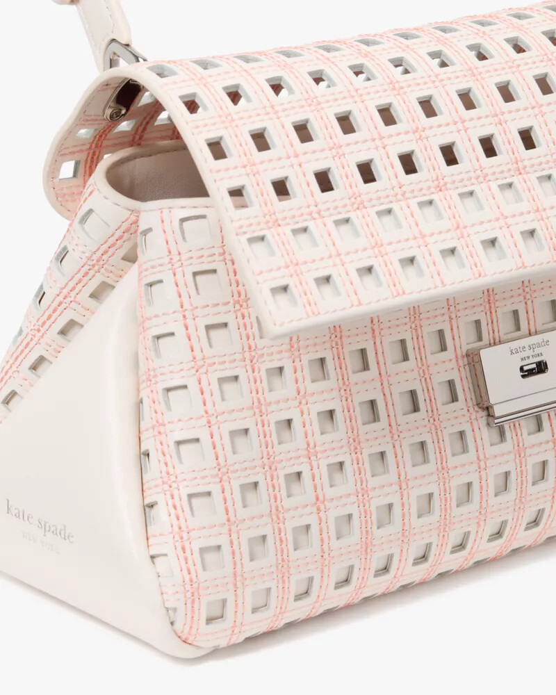 bolsa de ombro conversível grace perfurada creme multicolorida