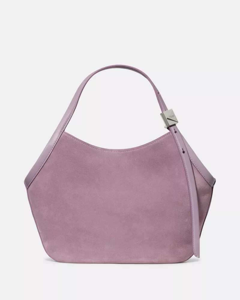 bolsa tote pequena tulip de camurça deco roxa.