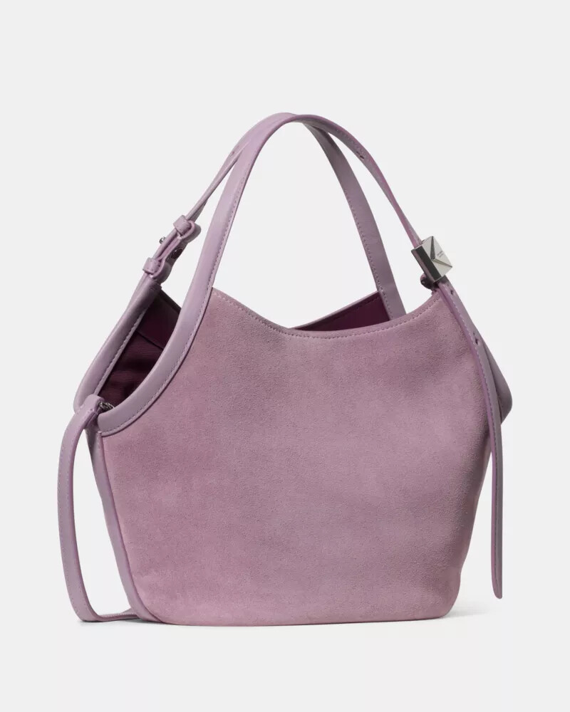 bolsa tote pequena tulip de camurça deco roxa.