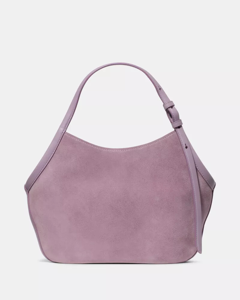 bolsa tote pequena tulip de camurça deco roxa.