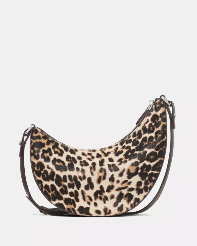 bolsa transversal duo leopard haircalf com estampa de leopardo multicolorida