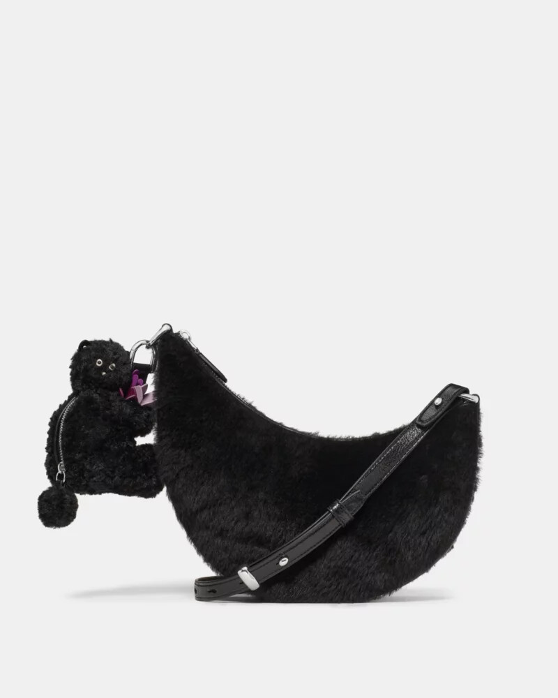 bolsa transversal duo shearling bear preta multicolorida