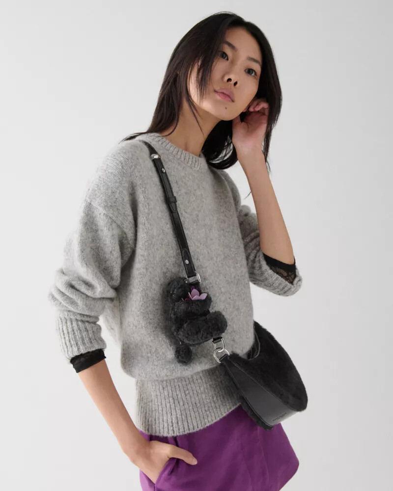 bolsa transversal duo shearling bear preta multicolorida