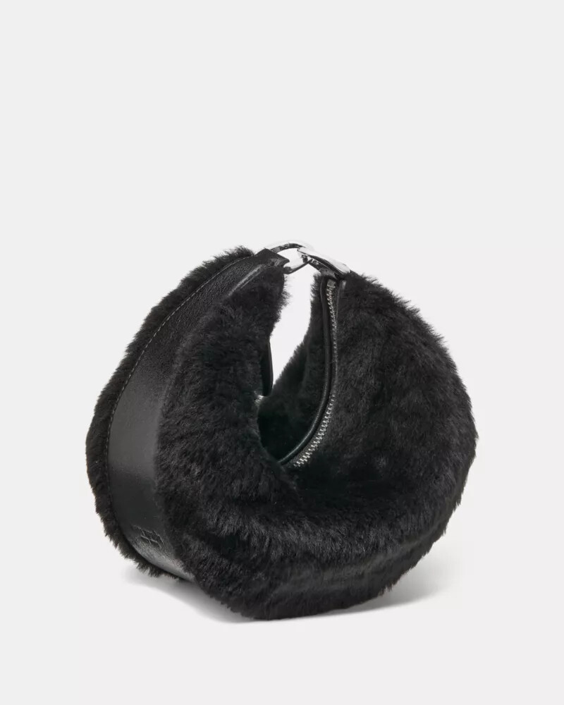 bolsa transversal duo shearling bear preta multicolorida